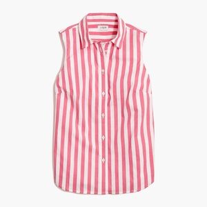 J. Crew Factory Sleeveless Cotton-Blend Poplin Shirt in Signature Fit